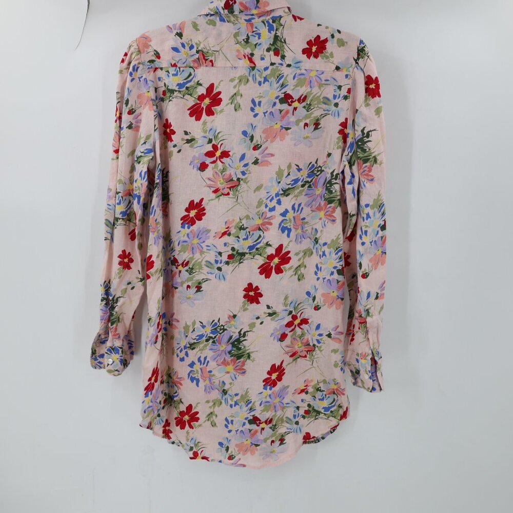 Polo Ralph Lauren Tunic Women's 10 linen Long Sleeve Top Floral Button Down - Picture 4 of 11